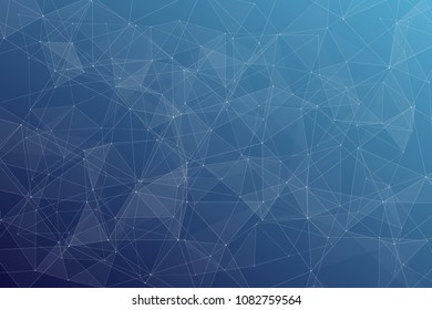 Abstract dark blue technology background, polygonal structure connecting points, vector illustration