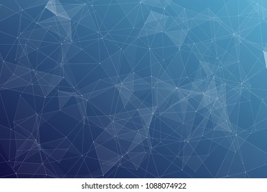 Abstract dark blue technology background, polygonal structure connecting points, vector illustration