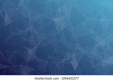 Abstract dark blue technology background, polygonal structure connecting points, vector illustration
