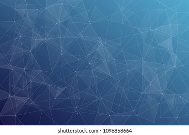 Abstract dark blue technology background, polygonal structure connecting points, vector illustration