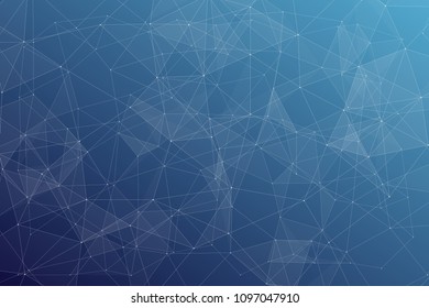 Abstract dark blue technology background, polygonal structure connecting points, vector illustration