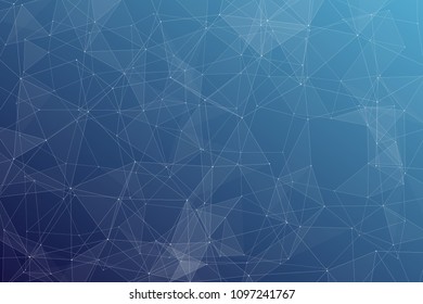 Abstract dark blue technology background, polygonal structure connecting points, vector illustration