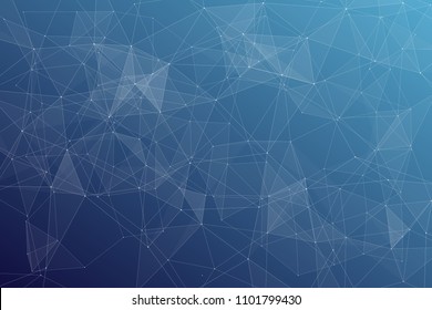 Abstract dark blue technology background, polygonal structure connecting points, vector illustration