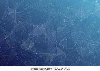 Abstract dark blue technology background, polygonal structure connecting points, vector illustration