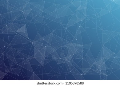 Abstract dark blue technology background, polygonal structure connecting points, vector illustration