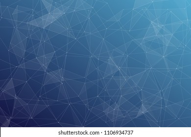 Abstract dark blue technology background, polygonal structure connecting points, vector illustration