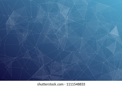 Abstract dark blue technology background, polygonal structure connecting points, vector illustration