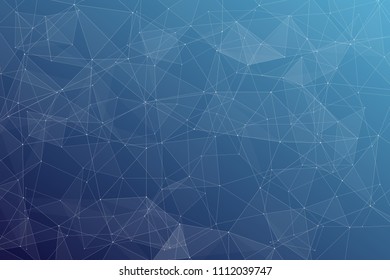 Abstract dark blue technology background, polygonal structure connecting points, vector illustration