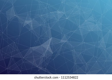 Abstract dark blue technology background, polygonal structure connecting points, vector illustration