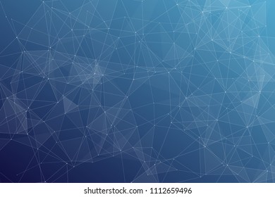 Abstract dark blue technology background, polygonal structure connecting points, vector illustration