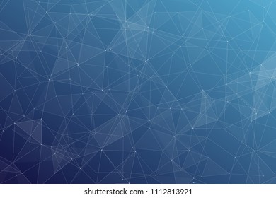 Abstract dark blue technology background, polygonal structure connecting points, vector illustration