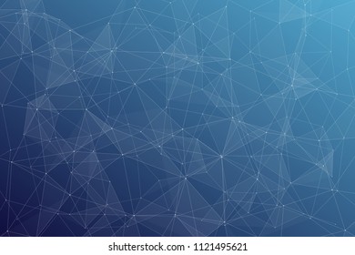 Abstract dark blue technology background, polygonal structure connecting points, vector illustration
