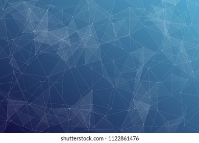 Abstract dark blue technology background, polygonal structure connecting points, vector illustration