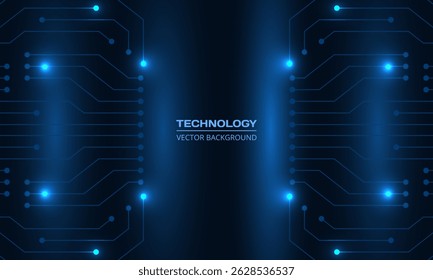 Abstract dark blue technology background with circuit line. Futuristic network technical digital concept banner design. Vector illustration