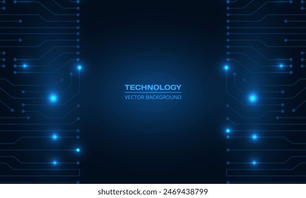 Abstractas Anuncio de tecnología azul oscuro con placa de circuito. Tecnología digital futurista de fondo de concepto de Vector azul oscuro.