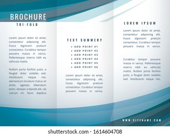 abstract dark blue trifold with waves design template