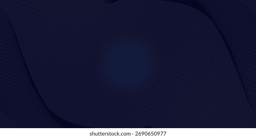 Abstract dark blue vector background with glowing blue wavy lines. futuristic gradient, and dot's