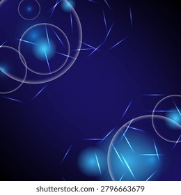 abstract dark blue vector background with futuristic concept spheres and bright neon light 