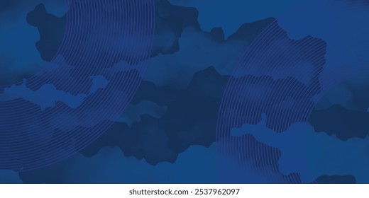 Abstract dark blue water color background. Navy Blue background with clouds, dark blue grunge texture with grainy, abstract black blue paint. vektor