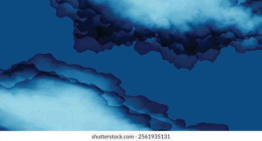 Abstract dark blue water color background. Navy Blue background with clouds, dark blue grunge texture with grainy, abstract black blue paint. vektor