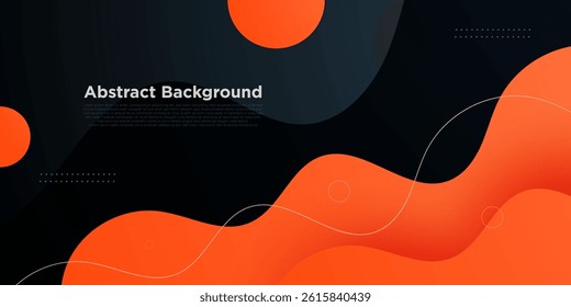 Abstract dark blue wave background with colorful orange wave fluid pattern. Trendy wave banner concept background. Eps10 vector