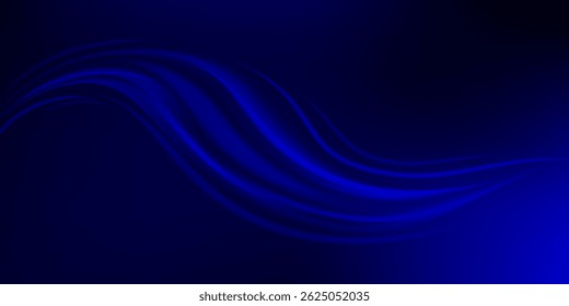 Abstract dark blue wave background with smooth flowing lines and glowing light effects. Elegant and modern digital design ideal for technology, business, or futuristic themes.