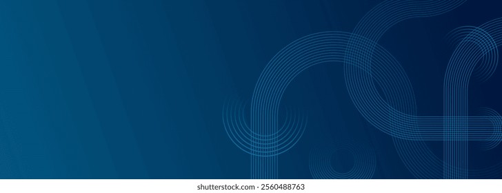 Abstract dark blue wave curve shape soft gradient vector background. Banners with a flowing dark blue background. line circles, relaxing and tranquil art for medical health, sound, and music.