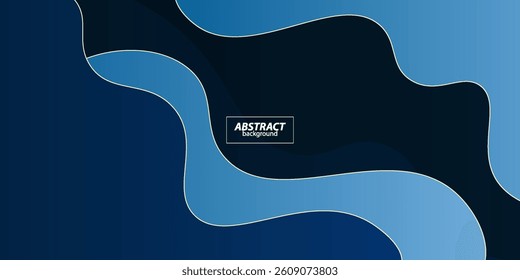 Abstract dark blue wave trendy 3D background. Overlapping wave layer pattern design. Vector Eps10