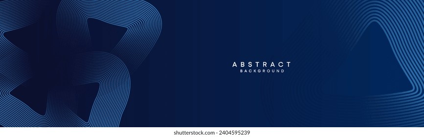 Resumen Los círculos de ondulación azul oscuro líneas Fondo de tecnología. gradiente con líneas brillantes y forma geométrica para folletos, banner, sitio web, cabecera
