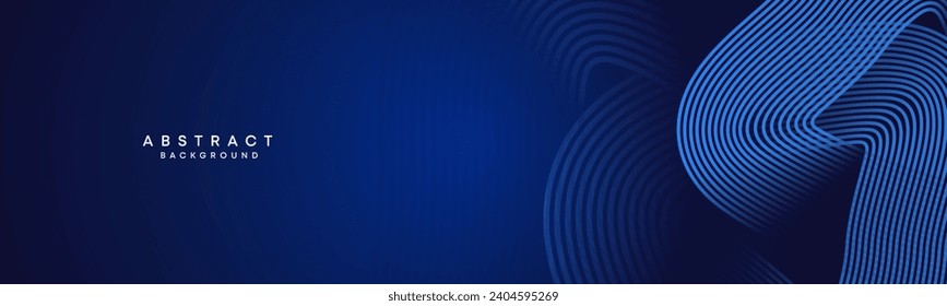 Abstract Dark Blue Waving circles lines Technology Background. gradient with glowing lines and geometric shape for brochure,  banner, website, header
