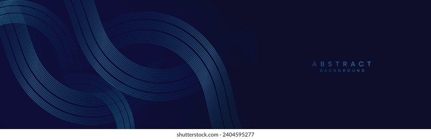 Abstract Dark Blue Waving circles lines Technology Background. gradient with glowing lines and geometric shape for brochure,  banner, website, header
