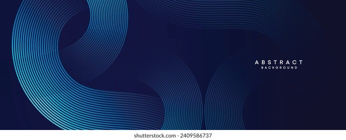 Abstract Dark Blue Waving circles lines Technology Background. Modern gradient with glowing lines shiny geometric shapes and diagonal, for brochures, covers, posters, banners, websites, header