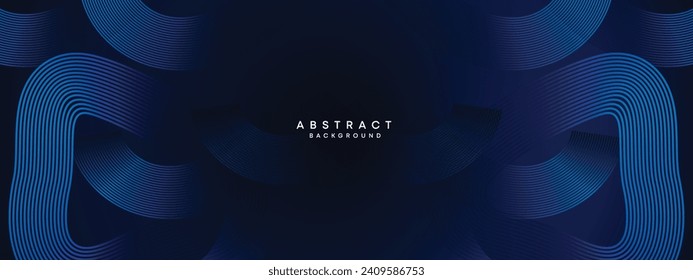 Resumen Los círculos de ondulación azul oscuro líneas Fondo de tecnología. Gradiente moderno con líneas brillantes formas geométricas y diagonales, para folletos, cubiertas, carteles, banners, sitios web, cabecera
