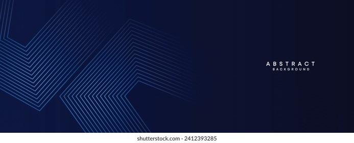 Abstract Dark Blue Waving circles lines Technology Background. Modern gradient with glowing lines shiny geometric shape and diagonal, for brochure, cover, poster, banner, website, header