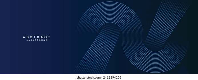 Resumen Los círculos de ondulación azul oscuro líneas Fondo de tecnología. Gradiente moderno con líneas brillantes de forma geométrica y diagonal, para folletos, portada, afiche, banner, sitio web, cabecera