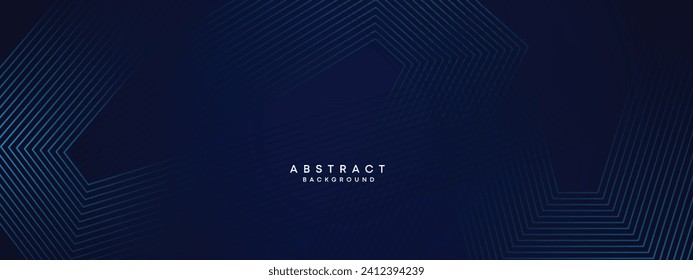 Abstract Dark Blue Waving circles lines Technology Background. Modern gradient with glowing lines shiny geometric shape and diagonal, for brochure, cover, poster, banner, website, header