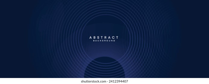 Abstract Dark Blue Waving circles lines Technology Background. Modern gradient with glowing lines shiny geometric shape and diagonal, for brochure, cover, poster, banner, website, header