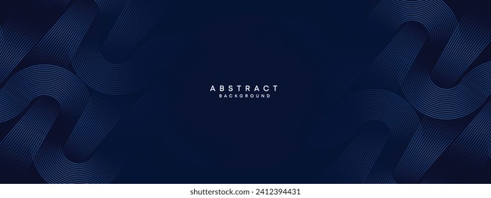Abstract Dark Blue Waving circles lines Technology Background. Modern gradient with glowing lines shiny geometric shape and diagonal, for brochure, cover, poster, banner, website, header