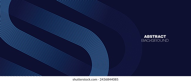 Abstracto Azul oscuro Ondeando líneas de líneas Tecnología Banner de fondo. Moderno degradado azul marino con líneas brillantes forma diagonal geométrica brillante para folleto, cubierta, póster, banner, sitio web, encabezado