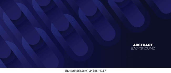 Abstrakte dunkelblaue winkende Kreise Linien Technologie Banner Hintergrund. Moderner marineblauer Farbverlauf mit glänzenden Linien und geometrischer Diagonalform für Broschüre, Cover, Poster, Banner, Website, Header