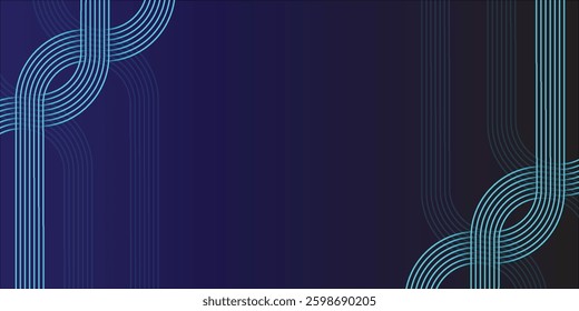 Abstract Dark Blue Waving circles lines Technology Background. modern gradient for brochure,  banner, website, header, and presentation
