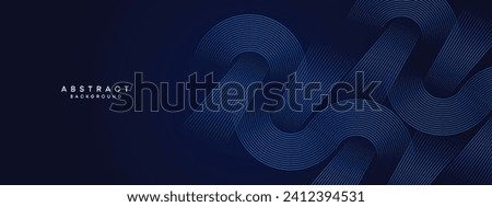 Abstract Dark Blue Waving circles lines Technology Background. Modern gradient with glowing lines shiny geometric shape and diagonal, for brochure, cover, poster, banner, website, header