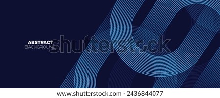 Abstract Dark Blue Waving circles lines Technology Banner Background. Modern Navy Blue gradient with glowing lines shiny geometric diagonal shape for brochure, cover, poster, banner, website, header