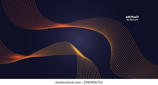 Abstract dark blue wavy background with bright yellow wave lines, can be used for sale banner, wallpaper, flyer, landing page. eps10
