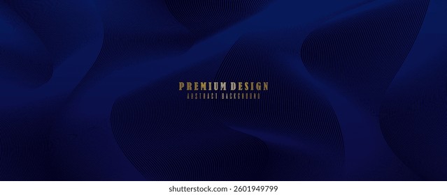 Abstract dark blue wavy background with fine curved lines creating a smooth flowing texture. Modern, elegant, and futuristic design perfect for digital art, wallpapers, and graphic design projects.