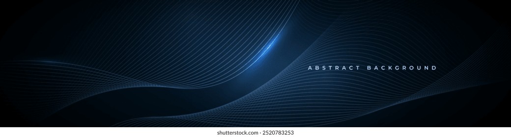 Abstractas Anuncio de fondo de Vector ancho azul oscuro con líneas onduladas azules brillantes.