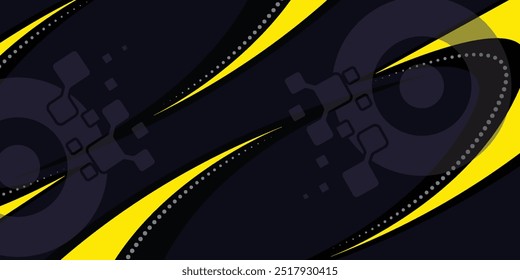 Abstract dark blue and yellow curve shapes on white background with shadow decoration. Modern corporate and business concept. Suit for presentation, invitation, banner, brochure