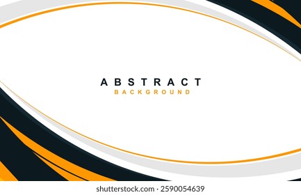 Abstract dark blue, yellow and orange curve shapes on a white background with shadow and dot decoration. Modern corporate and business concept. Suitable for invitations, presentations, banners, flyers
