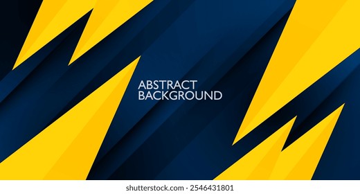 Abstract dark blue and yellow triangle on dark color geometric modern design. Overlap papercut futuristic background vector illustration. Eps10 vector