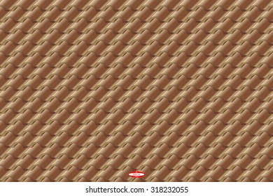 abstract dark bronze corrugated tile element of roof isolated on beige background. vector illustration